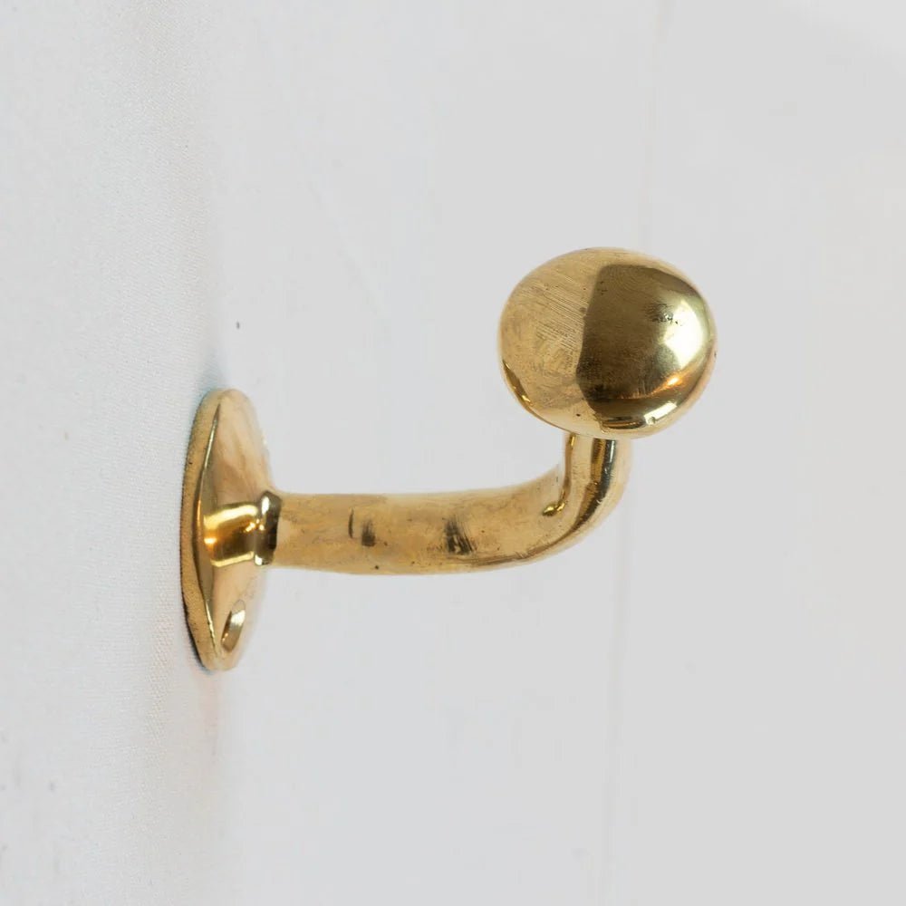 Set of Handcrafted Unlacquered Brass Hooks For Wall - Brasska