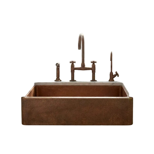 Single Apron Copper Farmhouse Sink -Lona - Brasska