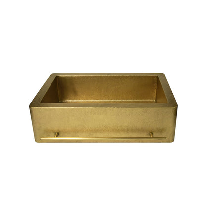Single Bowl Hammered Front Apron Brass Kitchen Sink with Towel Bar-Bryn - Brasska