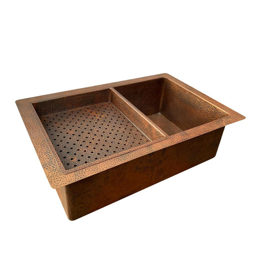 Single Bowl Undermount Farmhouse Kitchen Sink-Arlo - Aged Copper - Brasska