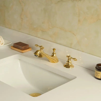 Solid Brass Bathroom Faucet – Dual Handle Classic Design - Brasska
