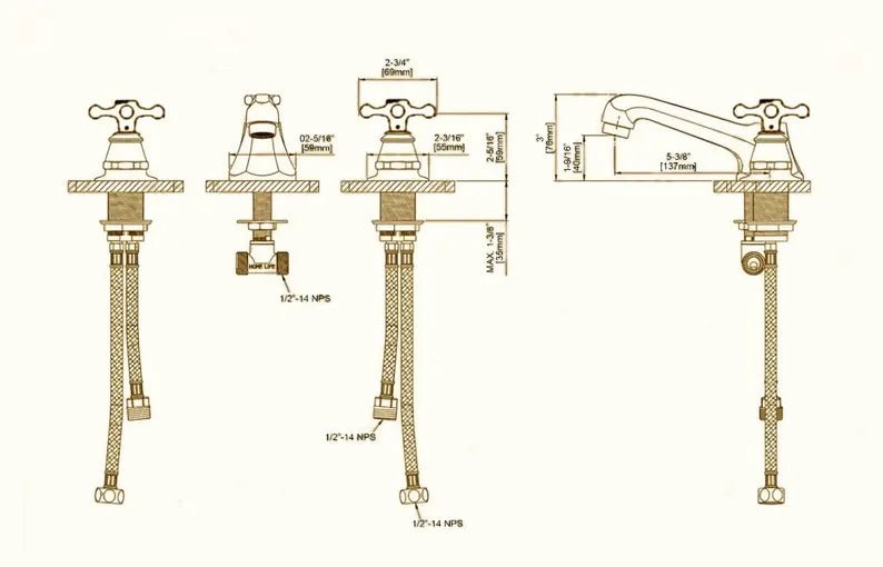 Solid Brass Bathroom Faucet – Dual Handle Classic Design - Brasska