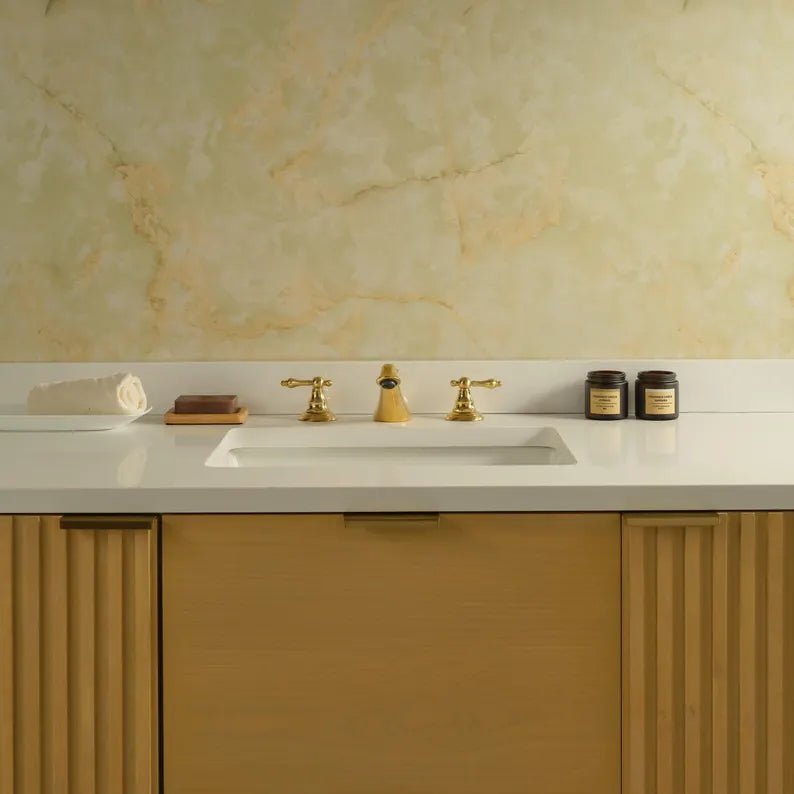 Solid Brass Bathroom Faucet – Dual Handle Classic Design - Brasska