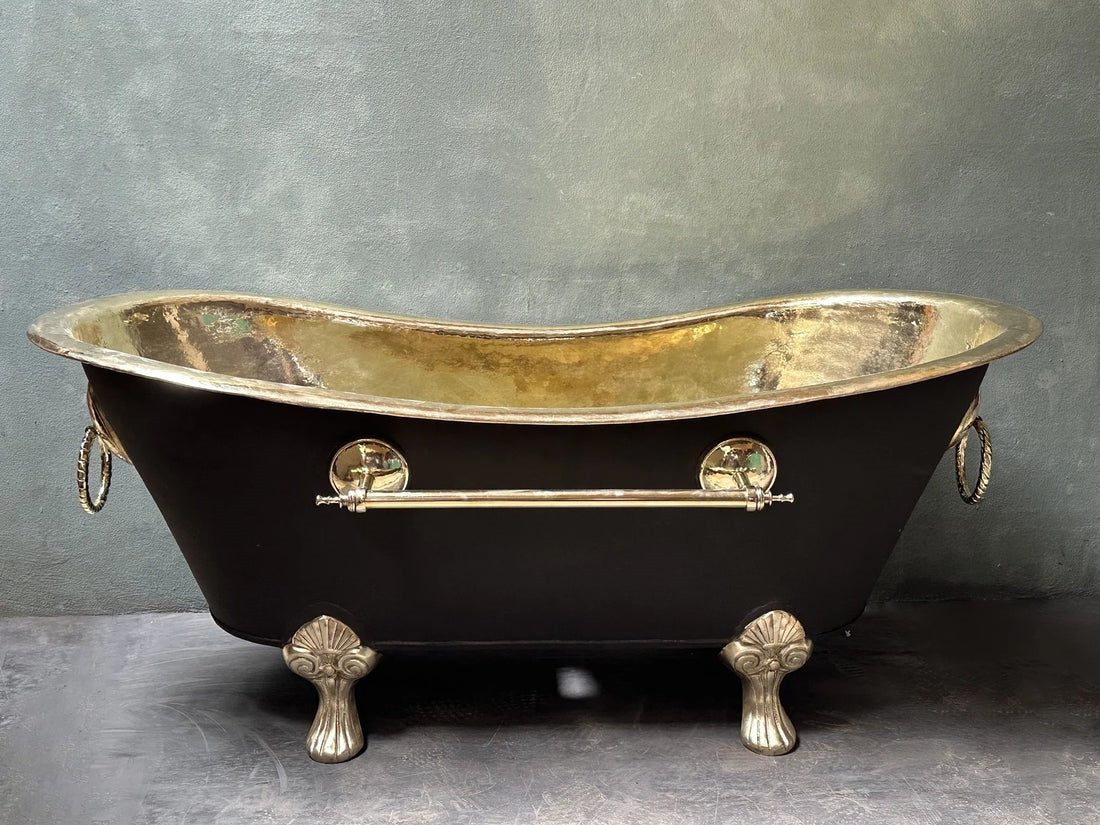 Solid Brass Black Clawfoot Bathtub - Brasska