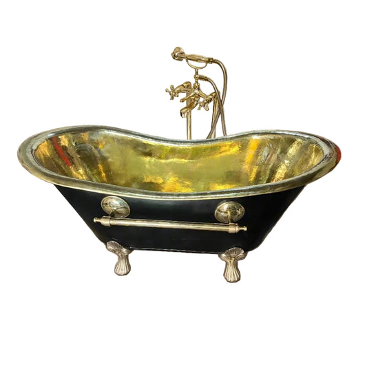 Solid Brass Black Clawfoot Bathtub - Brasska