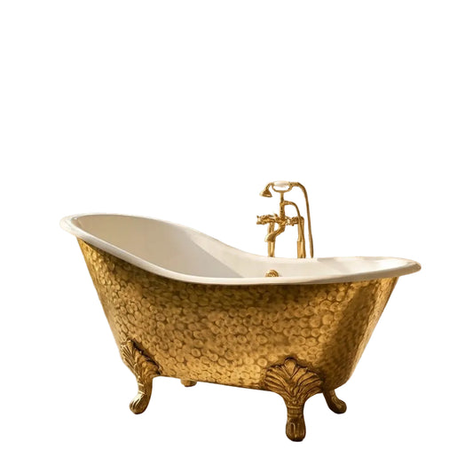 Solid Brass Clawfoot Bathtub With White Interior - Brasska
