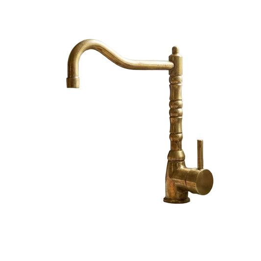 Solid Brass Deck Mount Bathroom Sink Faucet with Single Handle - Brasska
