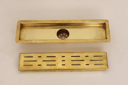 Solid Brass Linear Shower Drain – Classic Rectangular Design | Brasska - Brasska