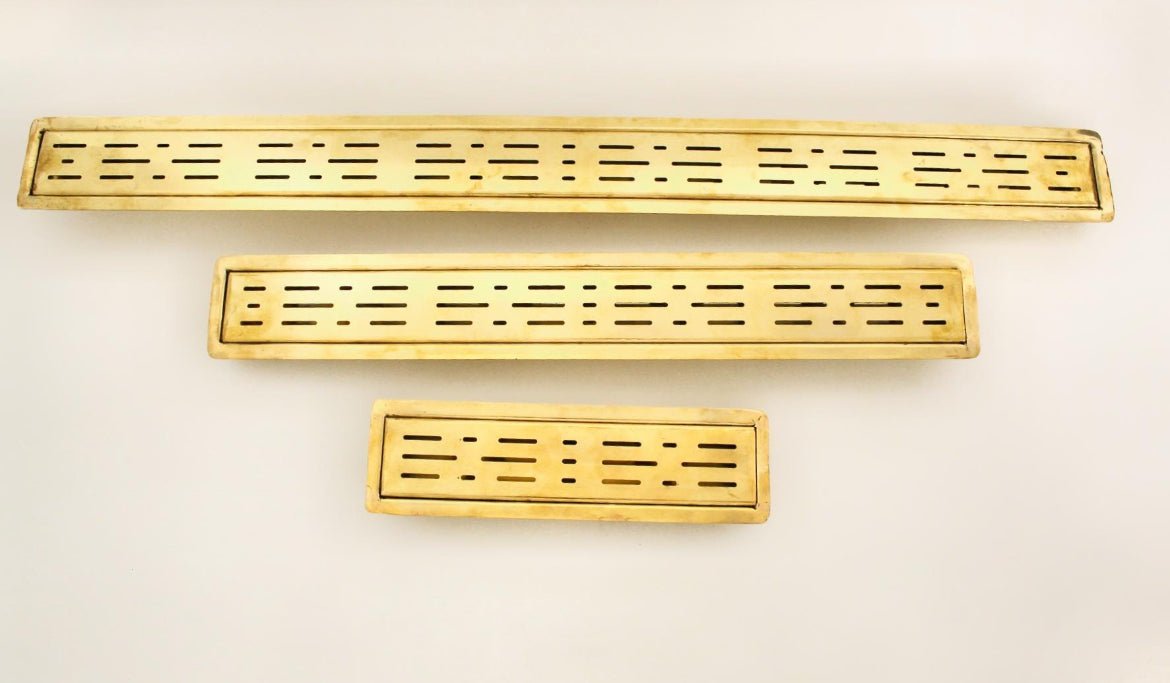 Solid Brass Linear Shower Drain – Classic Rectangular Design | Brasska - Brasska