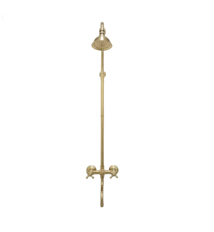 Solid Brass Shower Faucet | Handmade Unlacquered Brass Wall Mount Shower System | Vintage Style by Brasska - Brasska