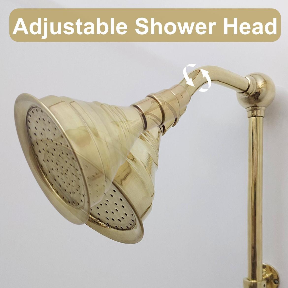 Solid Brass Shower Faucet | Handmade Unlacquered Brass Wall Mount Shower System | Vintage Style by Brasska - Brasska