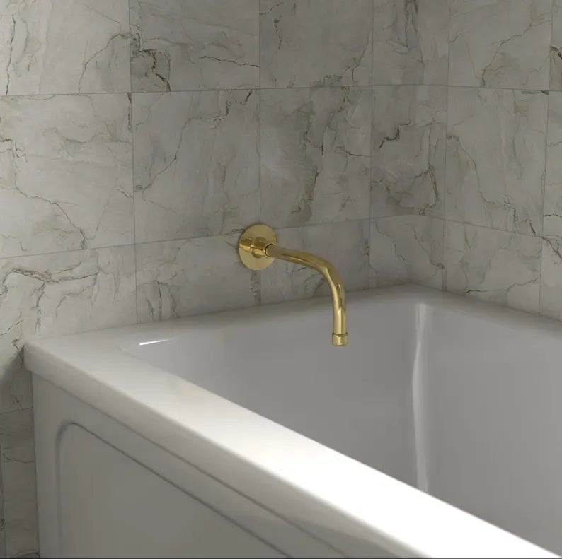 Solid Brass Wall-Mounted Bathtub Spout - Brasska