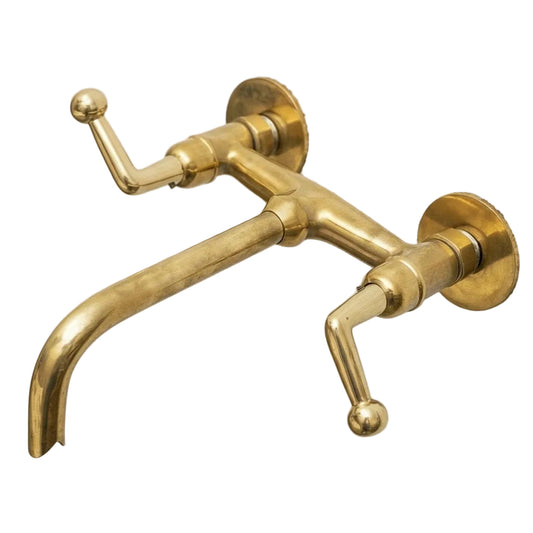 Solid Brass Wall Mounted Tub Filler With Lever handles - Brasska