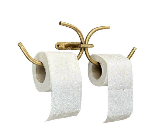 Double Brass Toilet Paper Holder – Handmade Wall Mounted Vintage Bathroom Fixture
