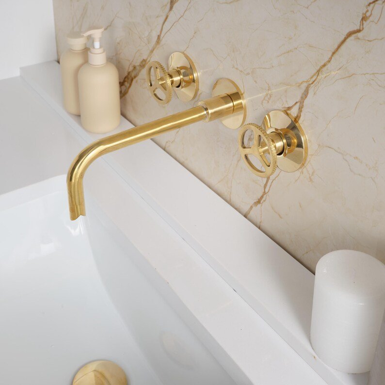 Timeless Brass Bathtub Faucet | Handcrafted Unlacquered Brass Tub Filler | Brasska Design - Brasska