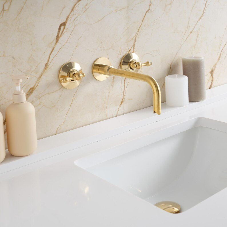 Timeless Brass Bathtub Faucet | Handcrafted Unlacquered Brass Tub Filler | Brasska Design - Brasska