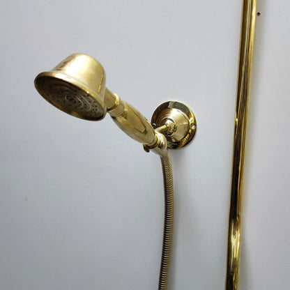 Traditional Solid Brass Rigid Riser Shower Mixer with 8″ Round Head - Brasska