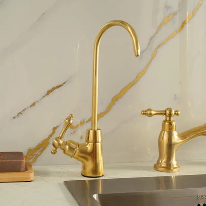 Unlacquered Brass 3-Piece Kitchen Faucet Set – Bridge Design - Brasska