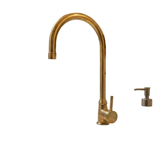 Unlacquered Brass Bathroom Faucet, Solid Brass Mixer Faucet, Single Handle Bar Brass Faucet - Brasska