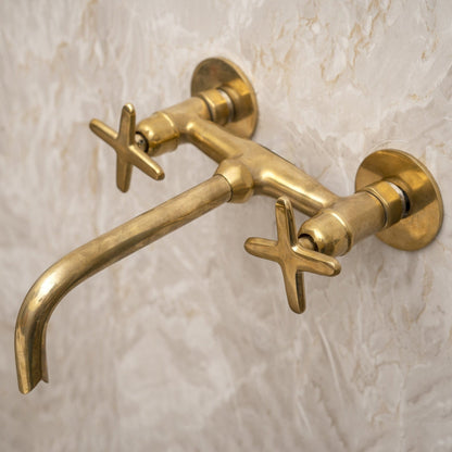 Unlacquered Brass Bathroom Tub Filler Faucet - Brasska