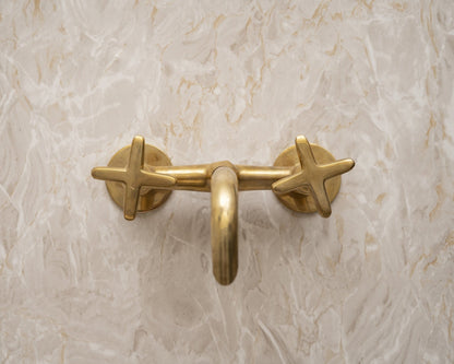 Unlacquered Brass Bathroom Tub Filler Faucet - Brasska