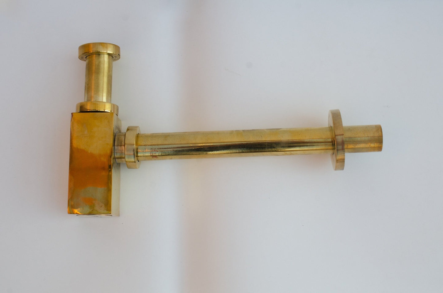 Unlacquered Brass Bottle Trap with Pop-Up Drain – Solid Brass Sink Waste Set - Brasska