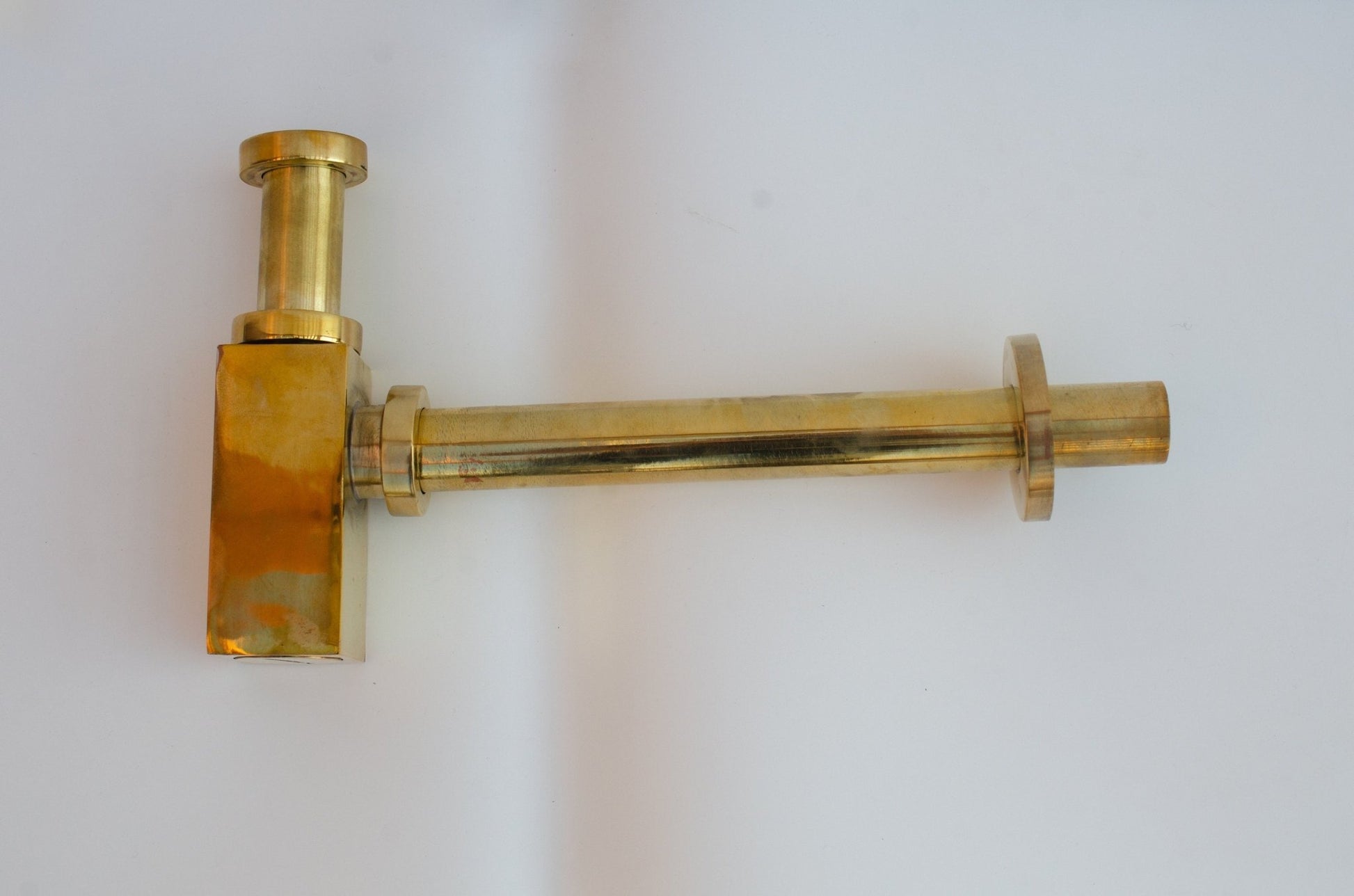 Unlacquered Brass Bottle Trap with Pop-Up Drain – Solid Brass Sink Waste Set - Brasska