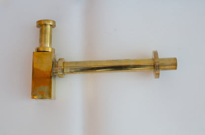 Unlacquered Brass Bottle Trap with Pop-Up Drain – Solid Brass Sink Waste Set - Brasska