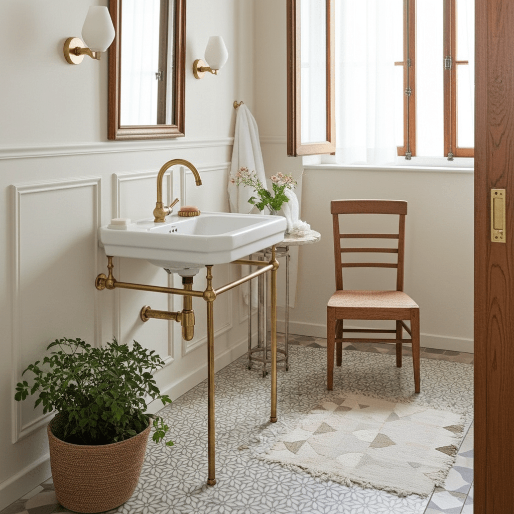 Unlacquered Brass Console Vanity Legs – Handmade Bathroom Sink Stand - Brasska