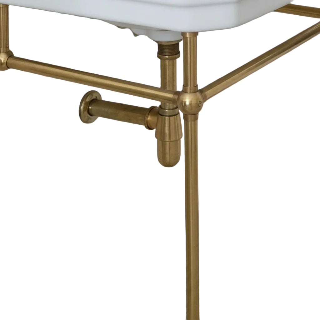 Unlacquered Brass Console Vanity Legs – Handmade Bathroom Sink Stand - Brasska