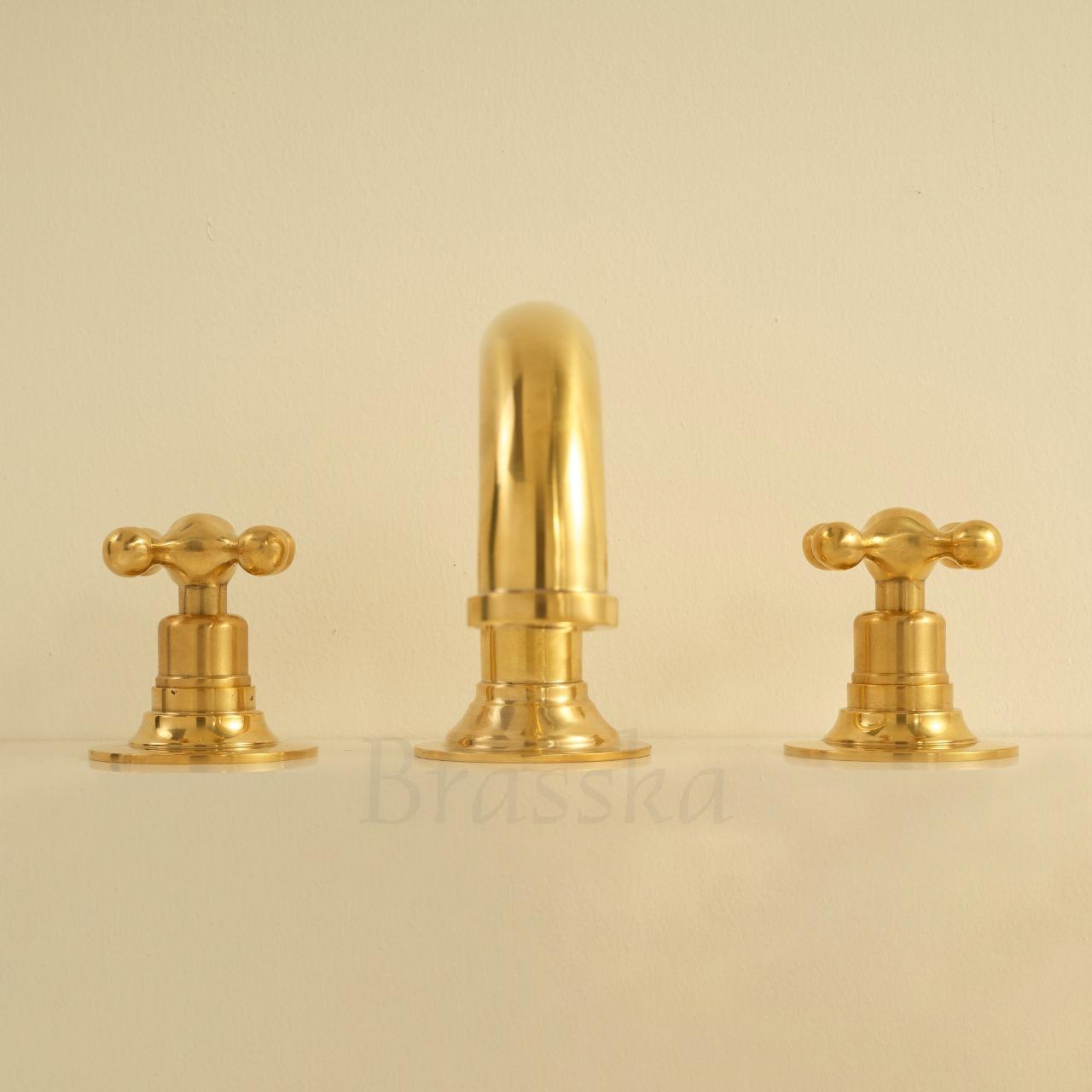 Unlacquered Brass Deck Mount Lavatory Faucet - Brasska