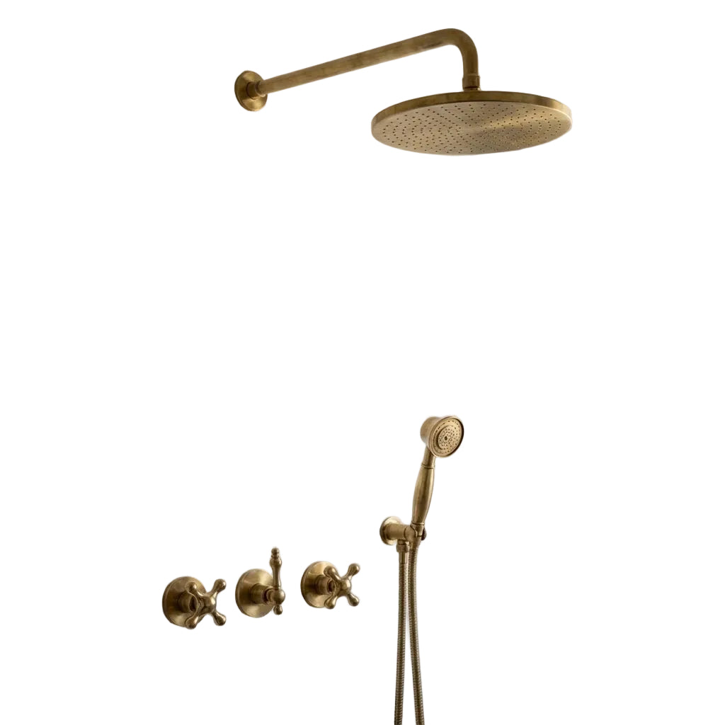 Unlacquered Brass Exposed Shower Set with Handheld - Brasska