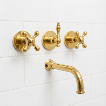 Unlacquered Brass Exposed Shower System with Handheld Tub Faucet - Brasska