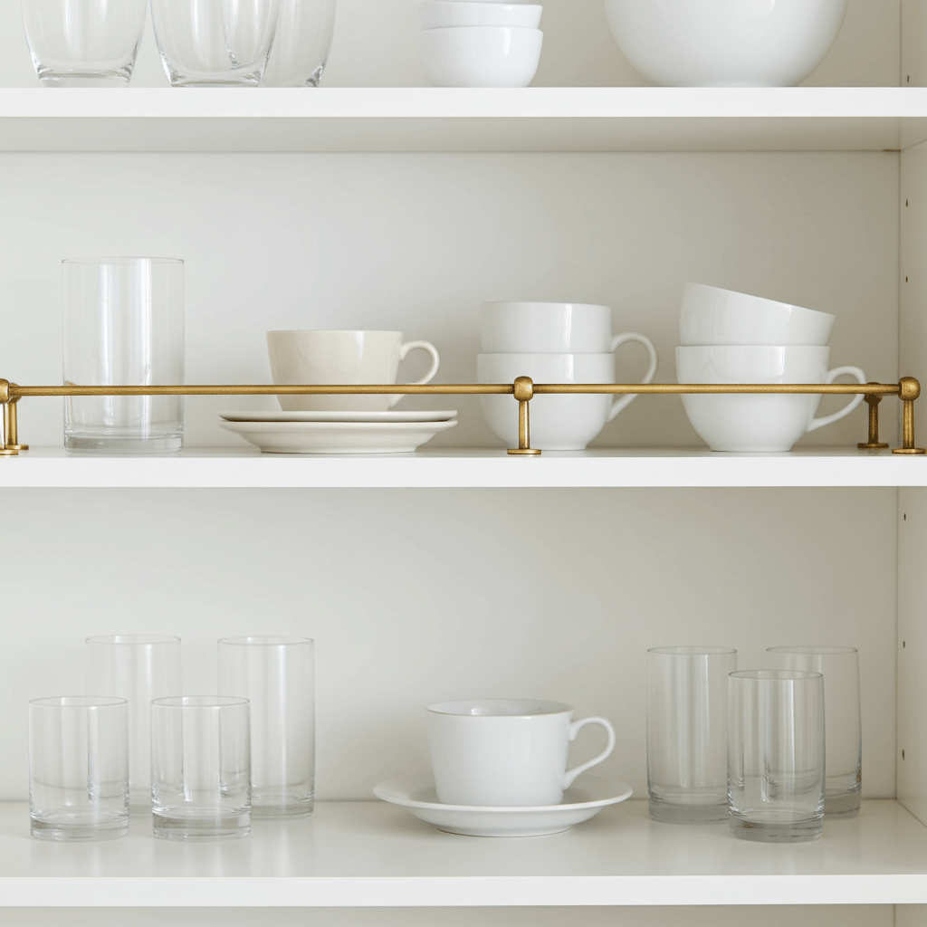 Unlacquered Brass Gallery Rail – Solid Brass Kitchen Shelf Safety Bar - Brasska