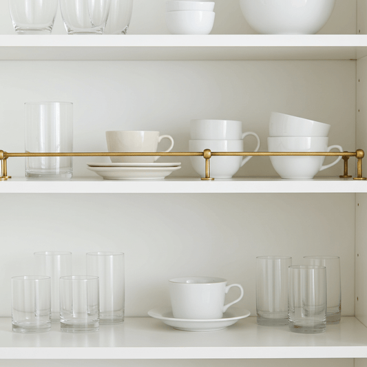 Unlacquered Brass Gallery Rail – Solid Brass Kitchen Shelf Safety Bar - Brasska