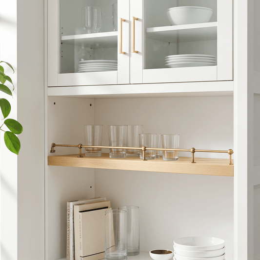 Unlacquered Brass Gallery Rail – Solid Brass Kitchen Shelf Safety Bar - Brasska