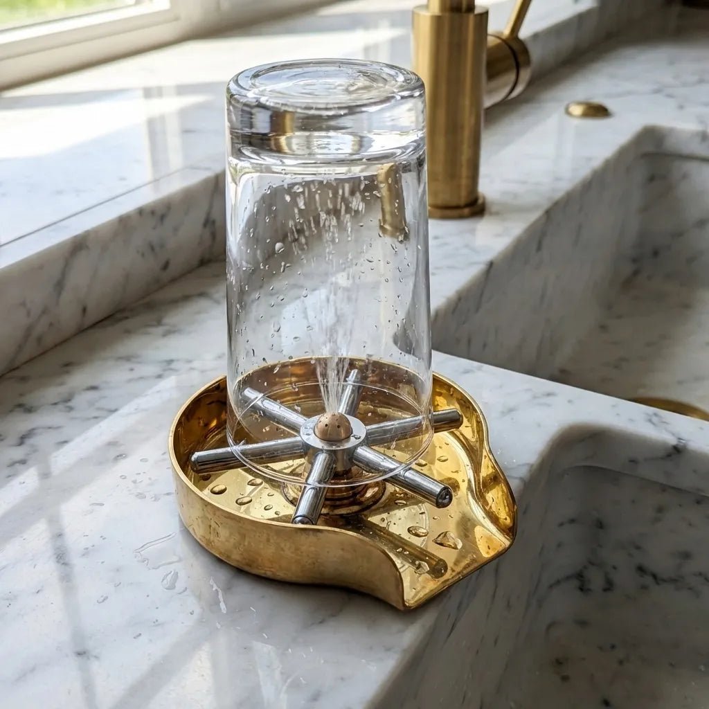Unlacquered Brass Glass Rinser For Kitchen Sinks, Glass rinser for kitchen sink - Brasska