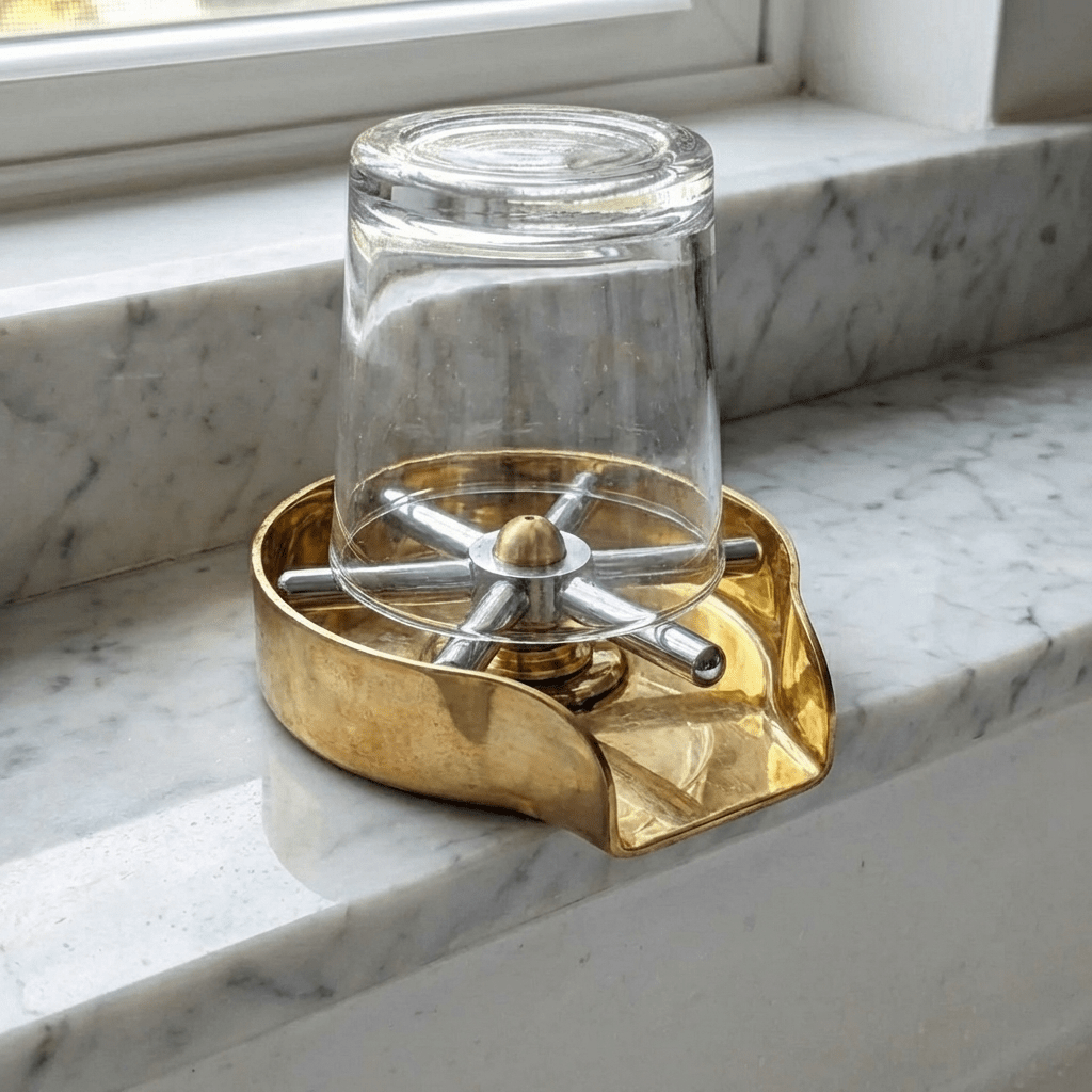 Unlacquered Brass Glass Rinser For Kitchen Sinks, Glass rinser for kitchen sink - Brasska