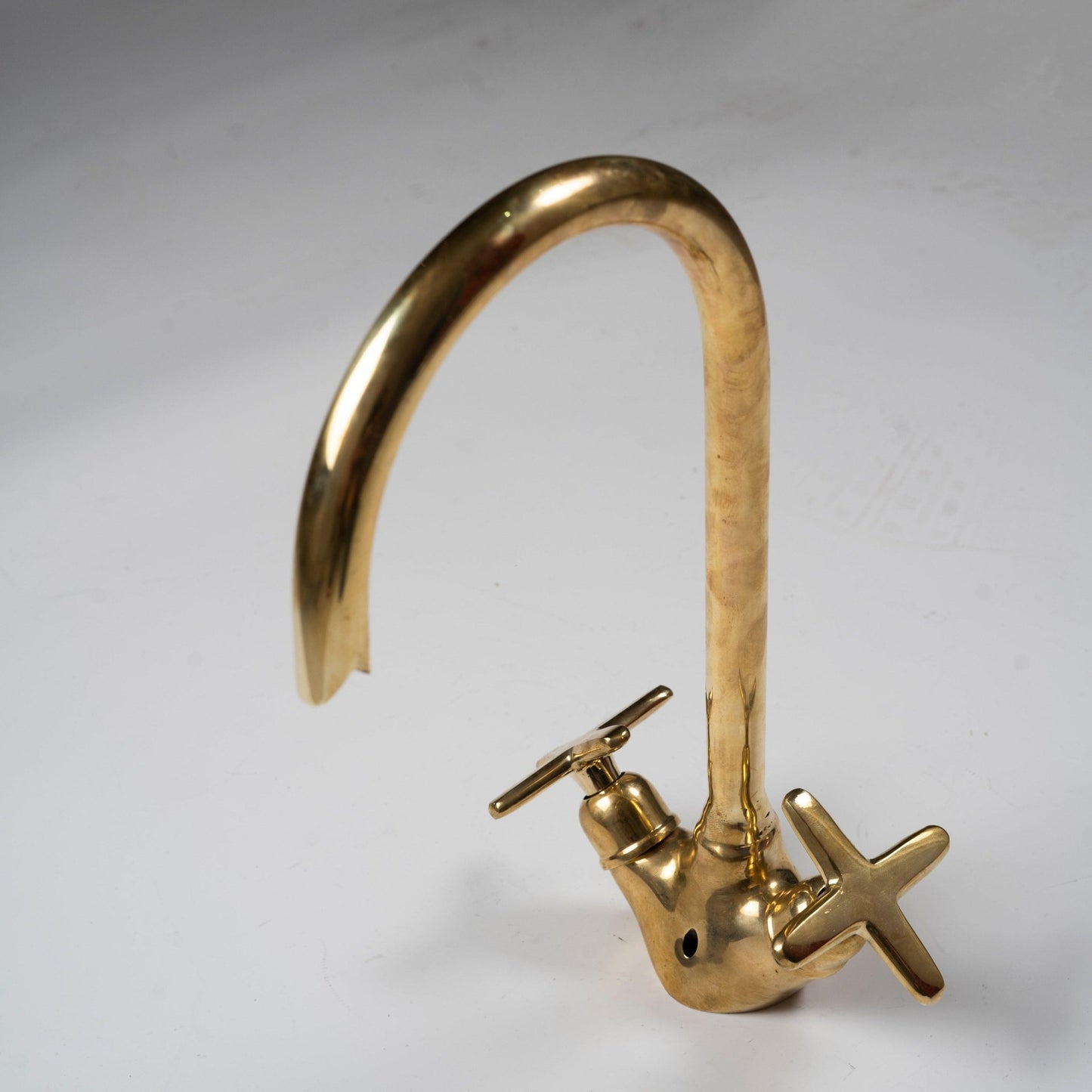 Unlacquered Brass Gooseneck Bathroom Sink Faucet - Brasska