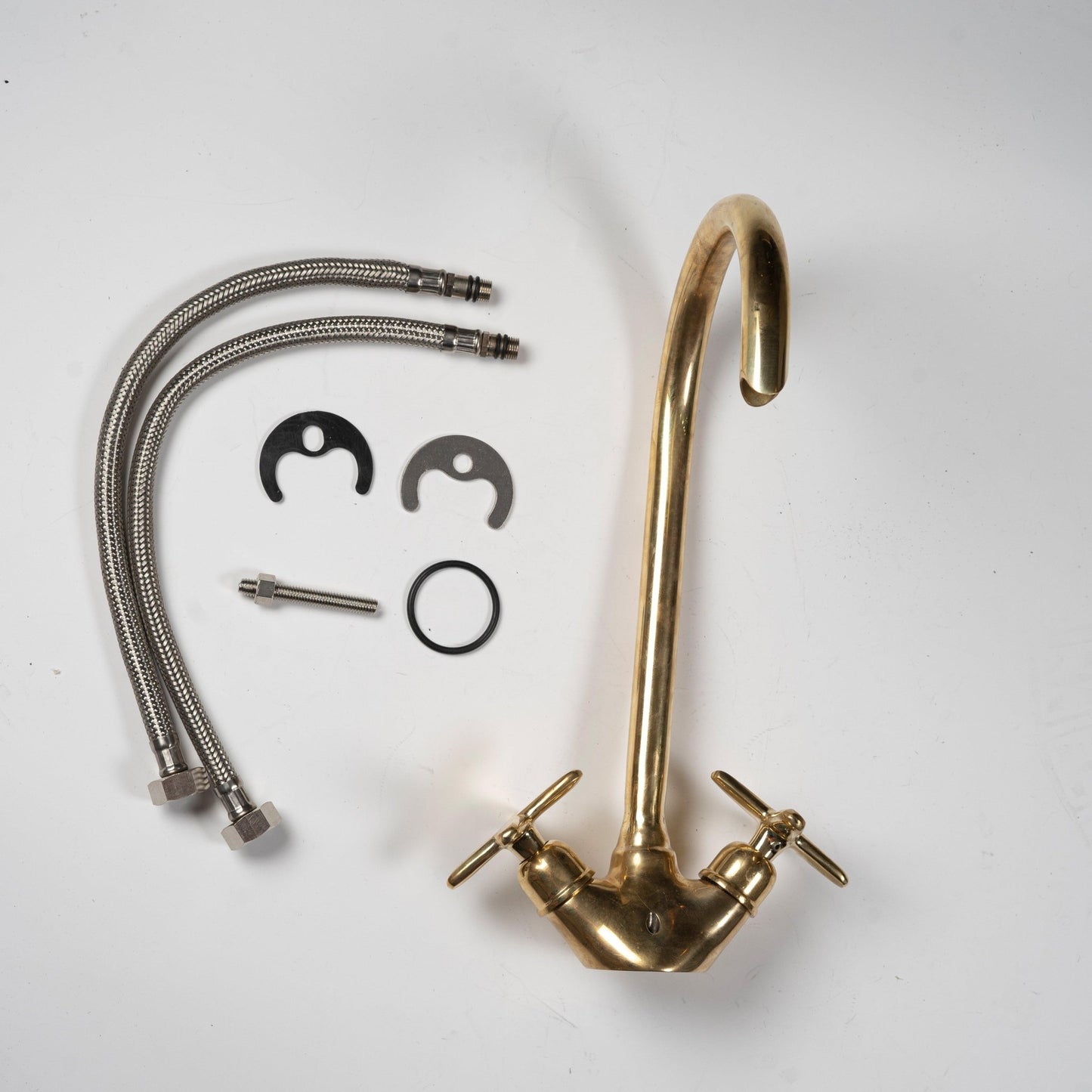 Unlacquered Brass Gooseneck Bathroom Sink Faucet - Brasska