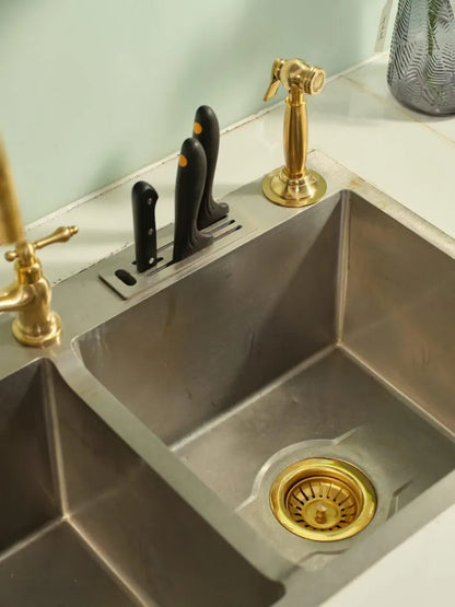 Unlacquered Brass Kitchen Sink Strainer – Handmade Basket Flange - Brasska