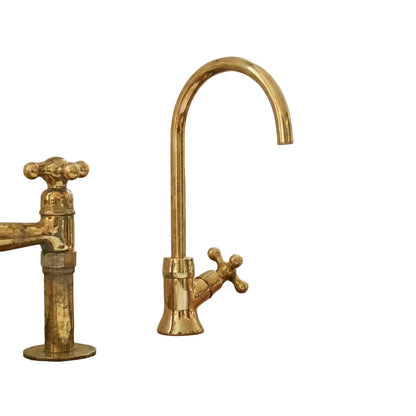 Unlacquered Brass Kitchen Water Dispenser – Solid Brass Drinking Tap - Brasska