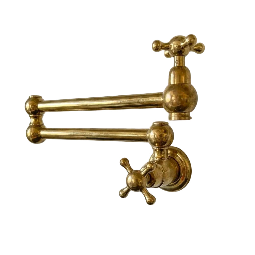 Unlacquered Brass Pot Filler – Wall Mounted Swing Arm Faucet - Brasska