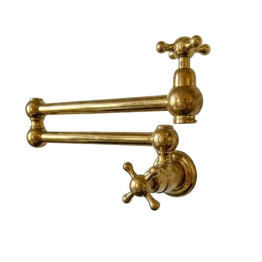 Unlacquered Brass Pot Filler – Wall Mounted Swing Arm Faucet - Brasska