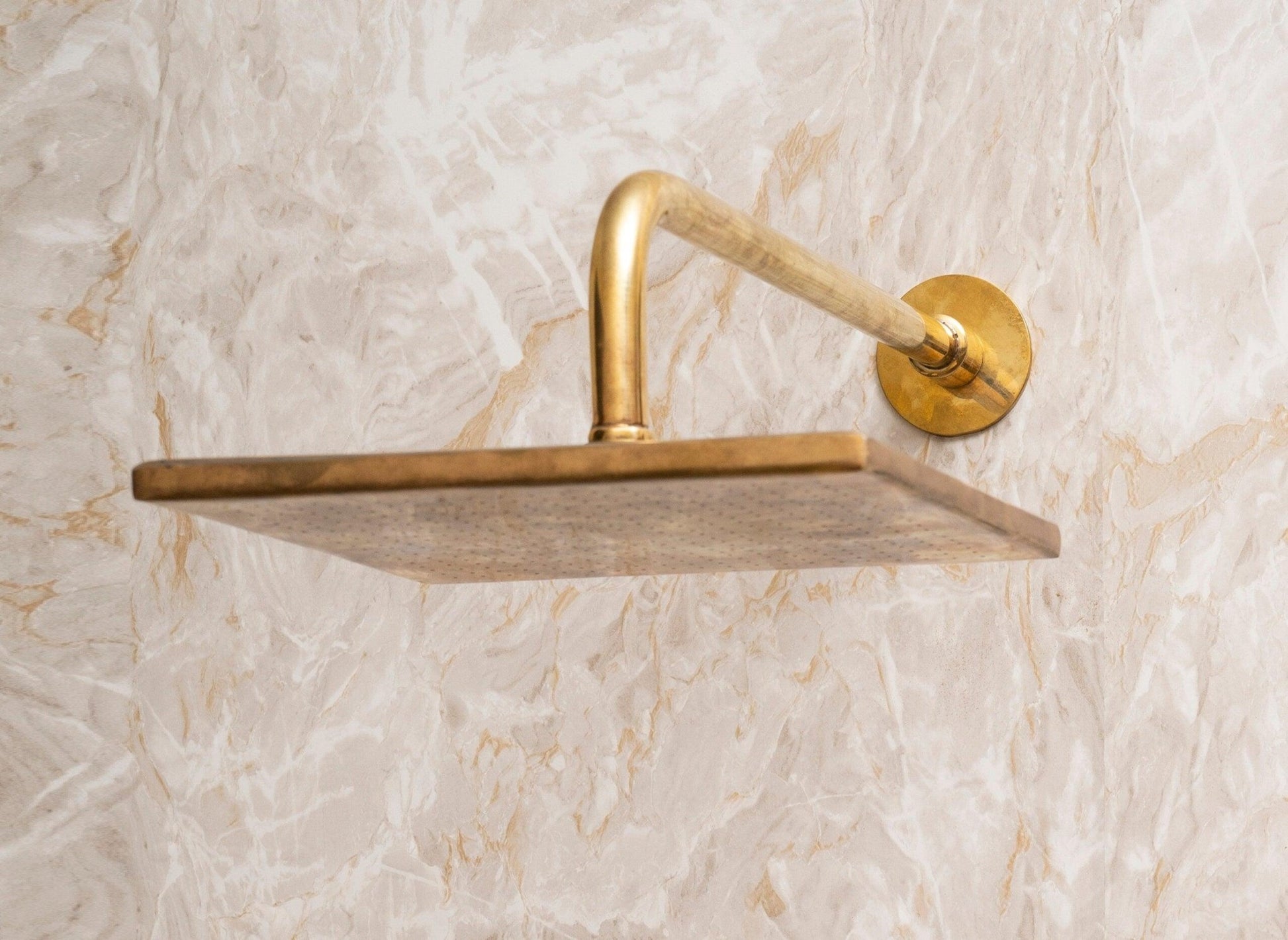 Unlacquered Brass Shower Set with Lever Handles & Rough-In Valve - Brasska