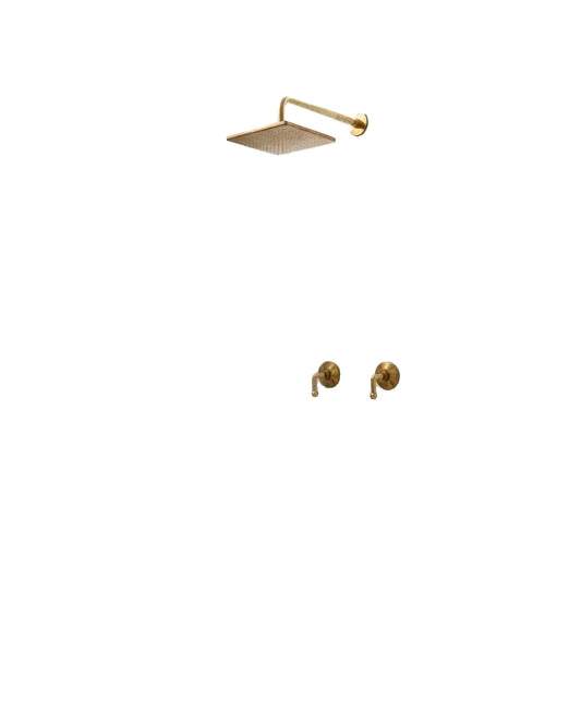 Unlacquered Brass Shower Set with Lever Handles & Rough-In Valve - Brasska