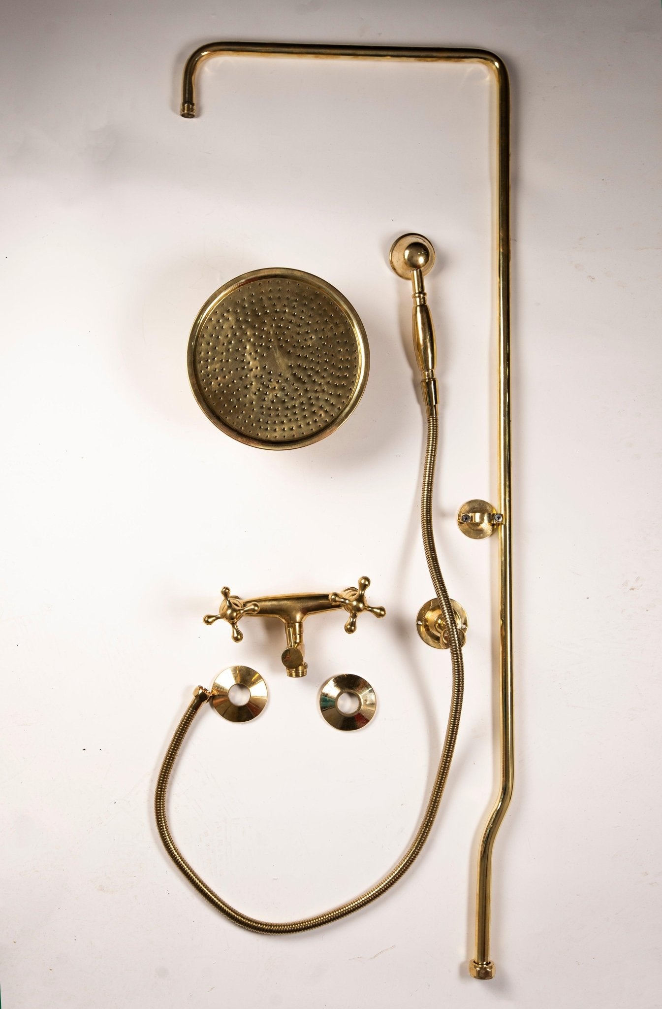 Unlacquered Brass Shower System - Brass Round Head - Brasska