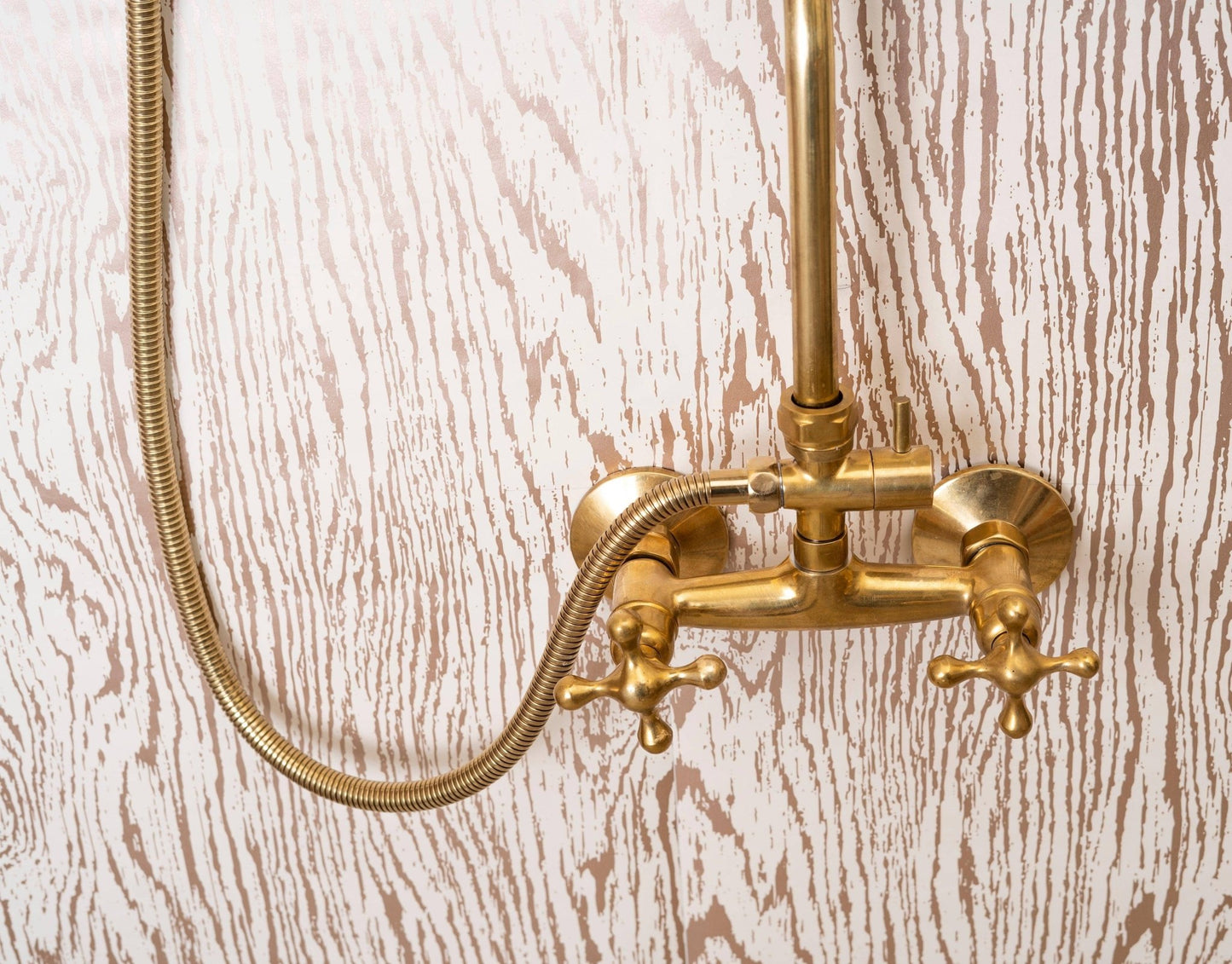 Unlacquered Brass Shower System - Brass Round Head - Brasska