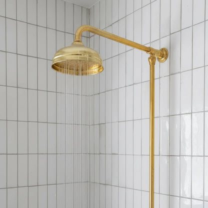 Unlacquered Brass Shower System – Wall Mount Mixer with Handheld - Brasska