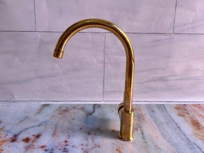 Unlacquered Brass Single hole bathroom sink faucet - Brasska